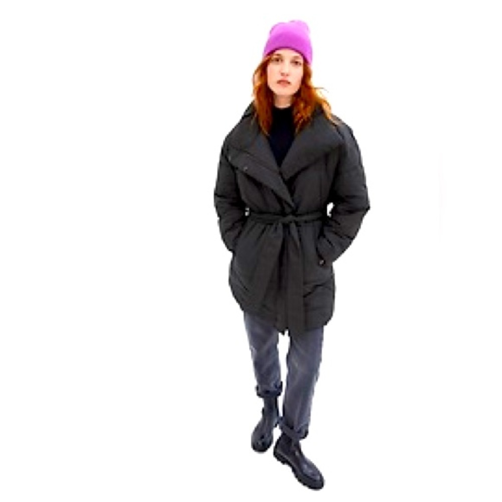 Gap Belted Black Quilted Duvet Down Puffer Coat Size M
